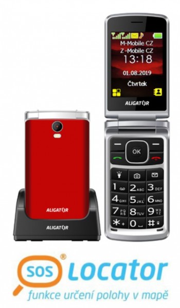 ALIGATOR V710RS mobilní telefon Senior červ.stř.